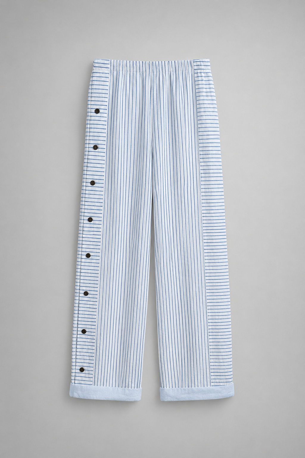 Striped Casual Pants | Women | Button Detail | Relaxed Fit | Everyday Trousers | Steven & Levon