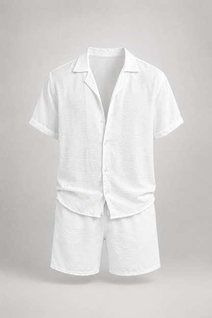 Men’s Summer Co-Ord Set | Men | Breathable Fabric Blend | Short Sleeve Shirt & Shorts | Steven & Levon