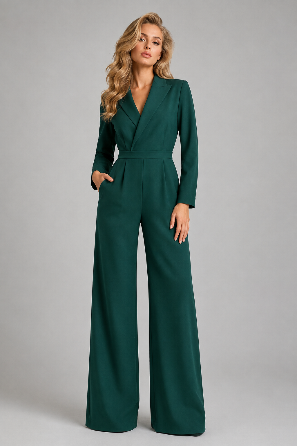 V Neck Wide Leg Jumpsuit | Women | Elegant Fit | Comfortable Style | Casual & Formal Wear | Steven & Levon