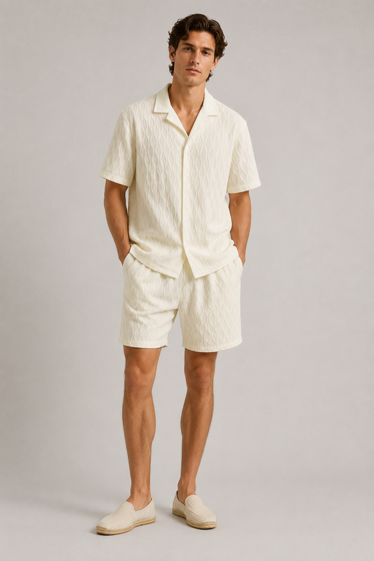 Men's Shirt & Shorts Co-Ord Set | Summer Casual Outfit | Lightweight Holiday Wear | Steven & Levon