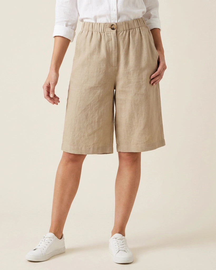 Wina Capri Pants for Women | Polyester Fiber | Loose Fit | Elastic Waist | Steven & Levon