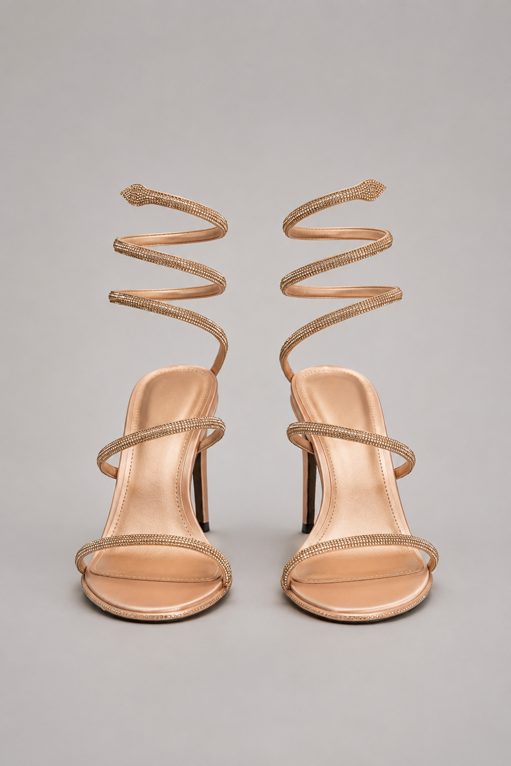Sparkling Snake Strap High Heels | Women | Pointed Toe | Gold | Evening Party Shoes | Steven & Levon