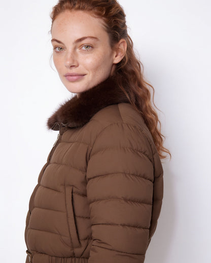 Cropped Puffer Jacket | Women | Faux Fur Collar | Warm Quilted Winter Coat | Steven & Levon