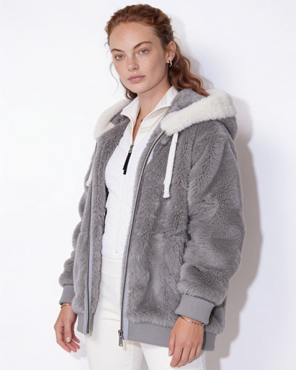 Plush Hooded Coat | Women | Faux Fur Jacket | Cozy Winter Outerwear | Steven & Levon