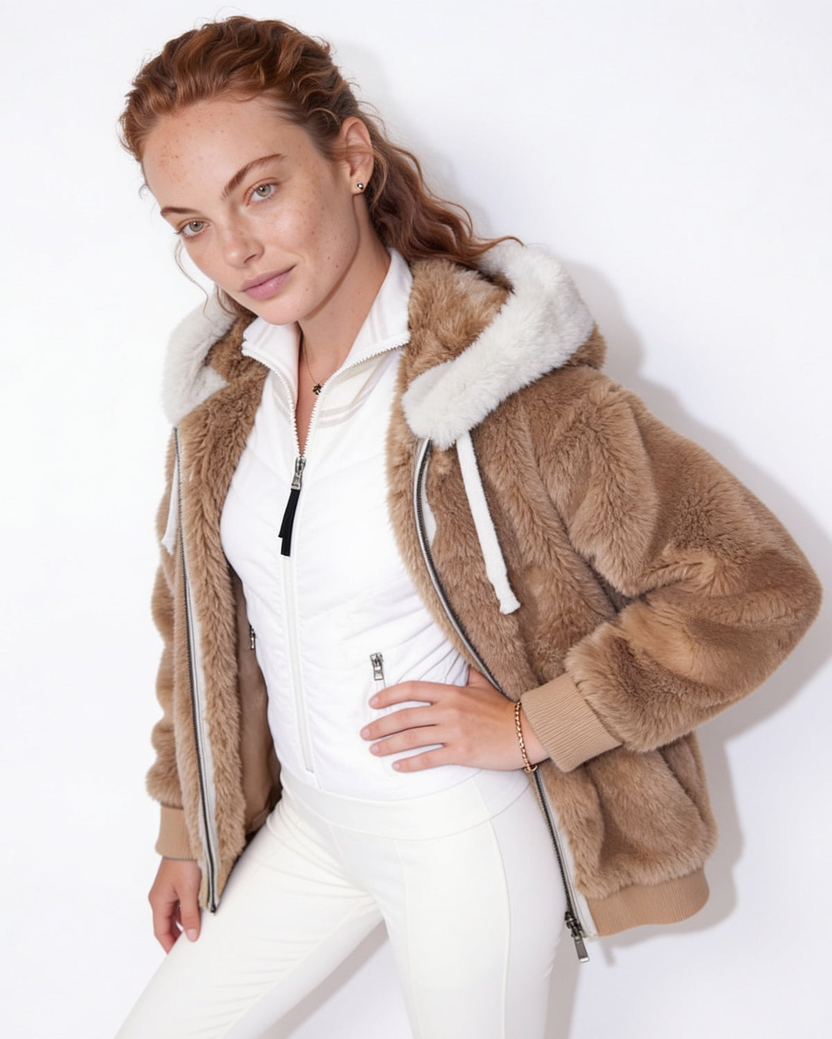 Plush Hooded Coat | Women | Faux Fur Jacket | Cozy Winter Outerwear | Steven & Levon