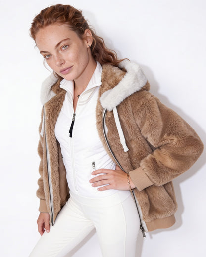 Plush Hooded Coat | Women | Faux Fur Jacket | Cozy Winter Outerwear | Steven & Levon
