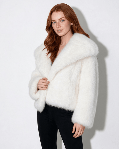 Warm Winter Coat | Women | Faux Fur Jacket | Portrait Collar | Elegant Outerwear | Steven & Levon