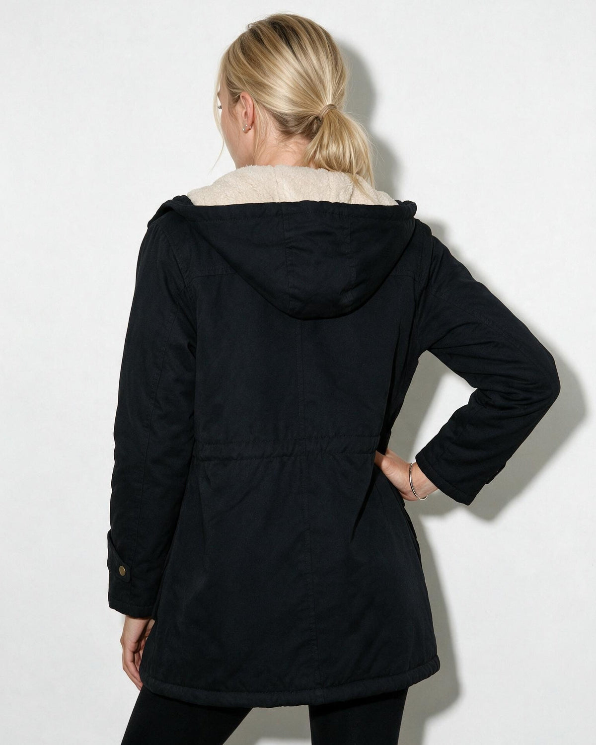 Sherpa Lined Coat | Women | Zip Front Hooded Jacket | Cozy Winter Outerwear | Steven & Levon