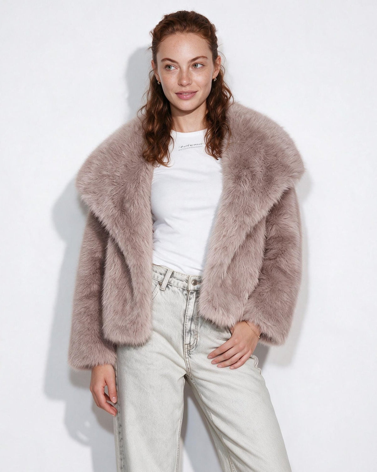 Faux Fur Jacket | Women | Shawl Collar | Dolman Sleeve | Winter Outerwear | Steven & Levon