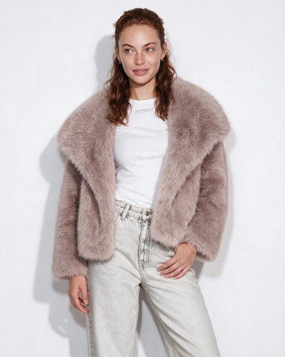 Faux Fur Jacket | Women | Shawl Collar | Dolman Sleeve | Winter Outerwear | Steven & Levon