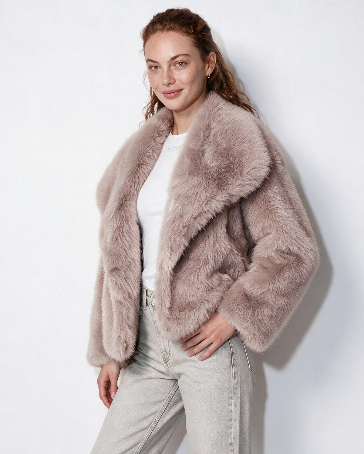 Faux Fur Jacket | Women | Shawl Collar | Dolman Sleeve | Winter Outerwear | Steven & Levon