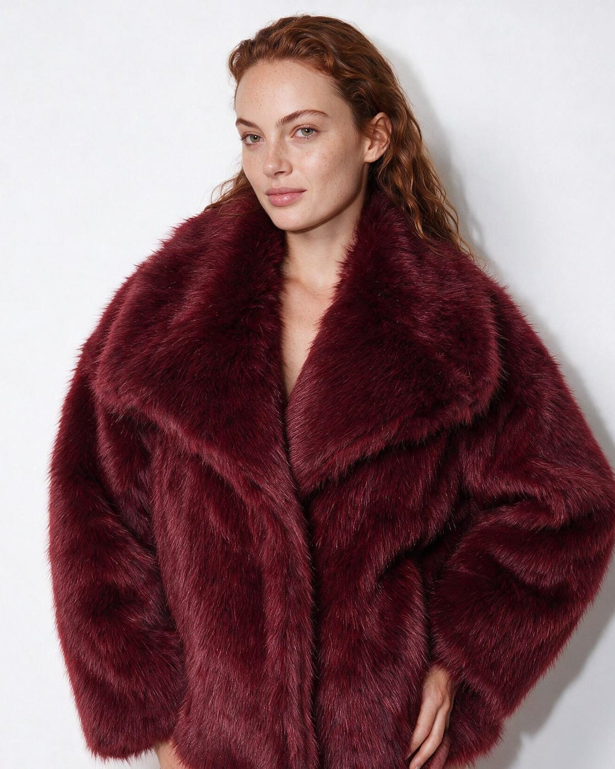 Faux Fur Jacket | Women | Shawl Collar | Dolman Sleeve | Winter Outerwear | Steven & Levon