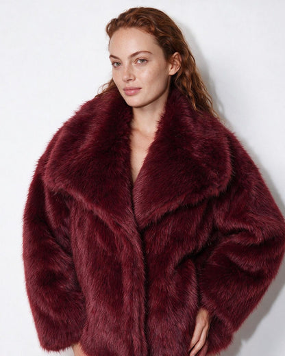 Faux Fur Jacket | Women | Shawl Collar | Dolman Sleeve | Winter Outerwear | Steven & Levon