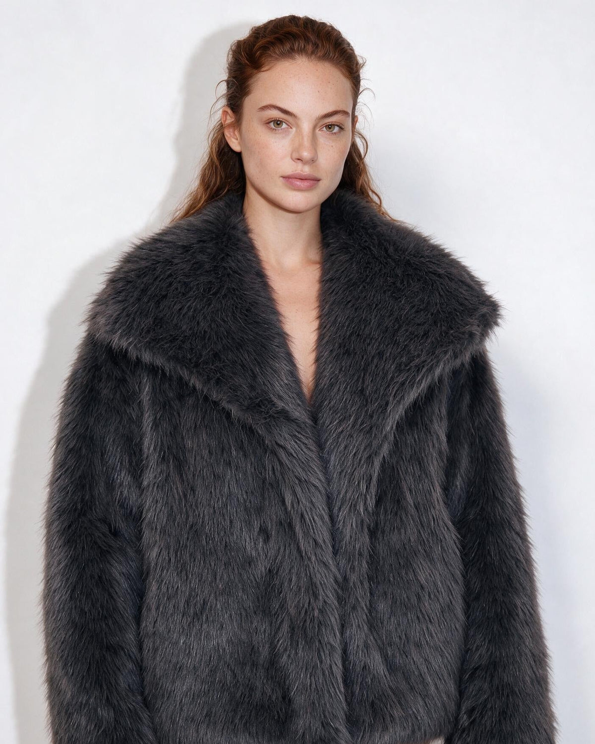 Faux Fur Jacket | Women | Shawl Collar | Dolman Sleeve | Winter Outerwear | Steven & Levon