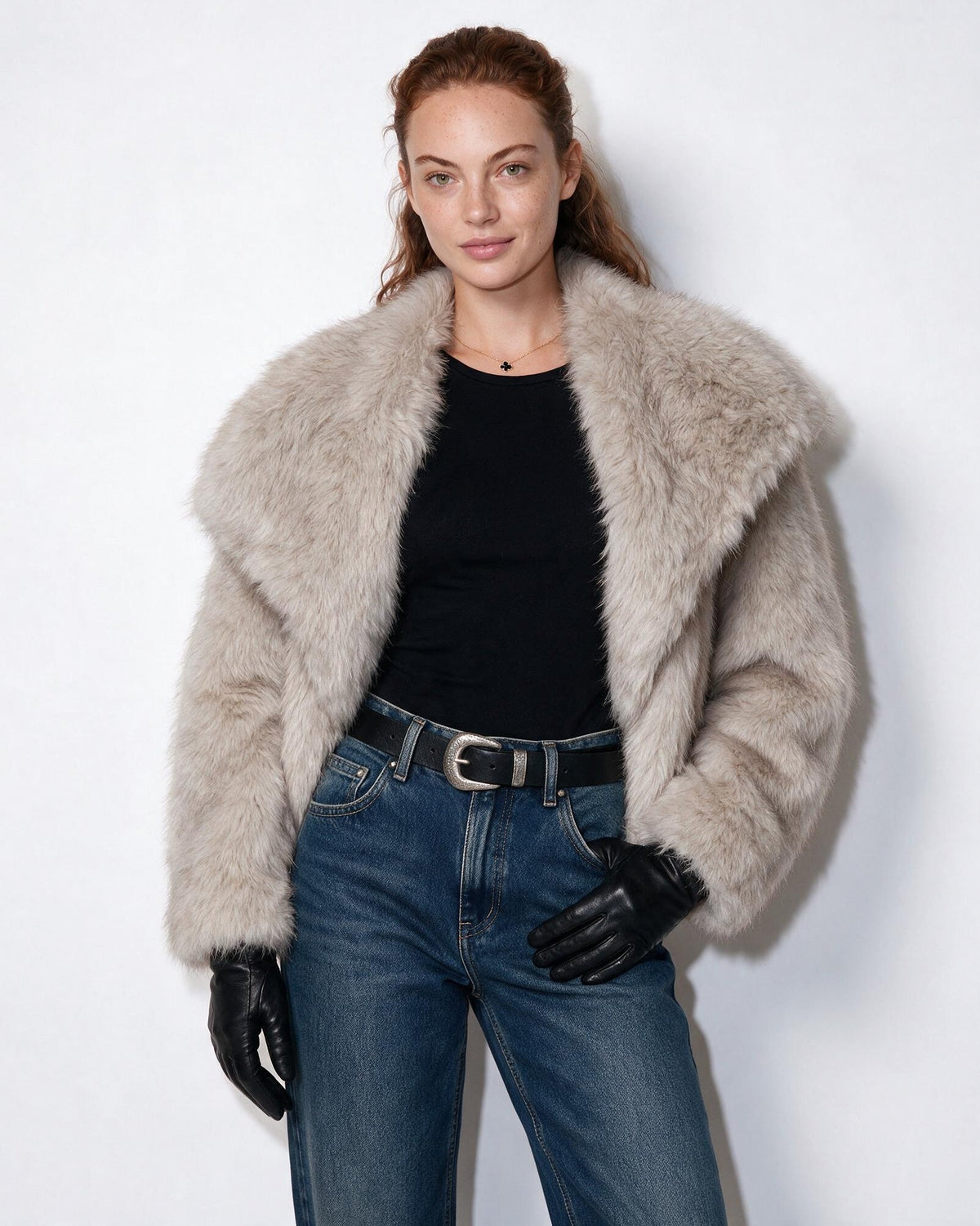 Faux Fur Jacket | Women | Shawl Collar | Dolman Sleeve | Winter Outerwear | Steven & Levon