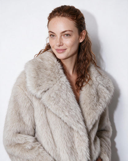 Faux Fur Jacket | Women | Shawl Collar | Dolman Sleeve | Winter Outerwear | Steven & Levon