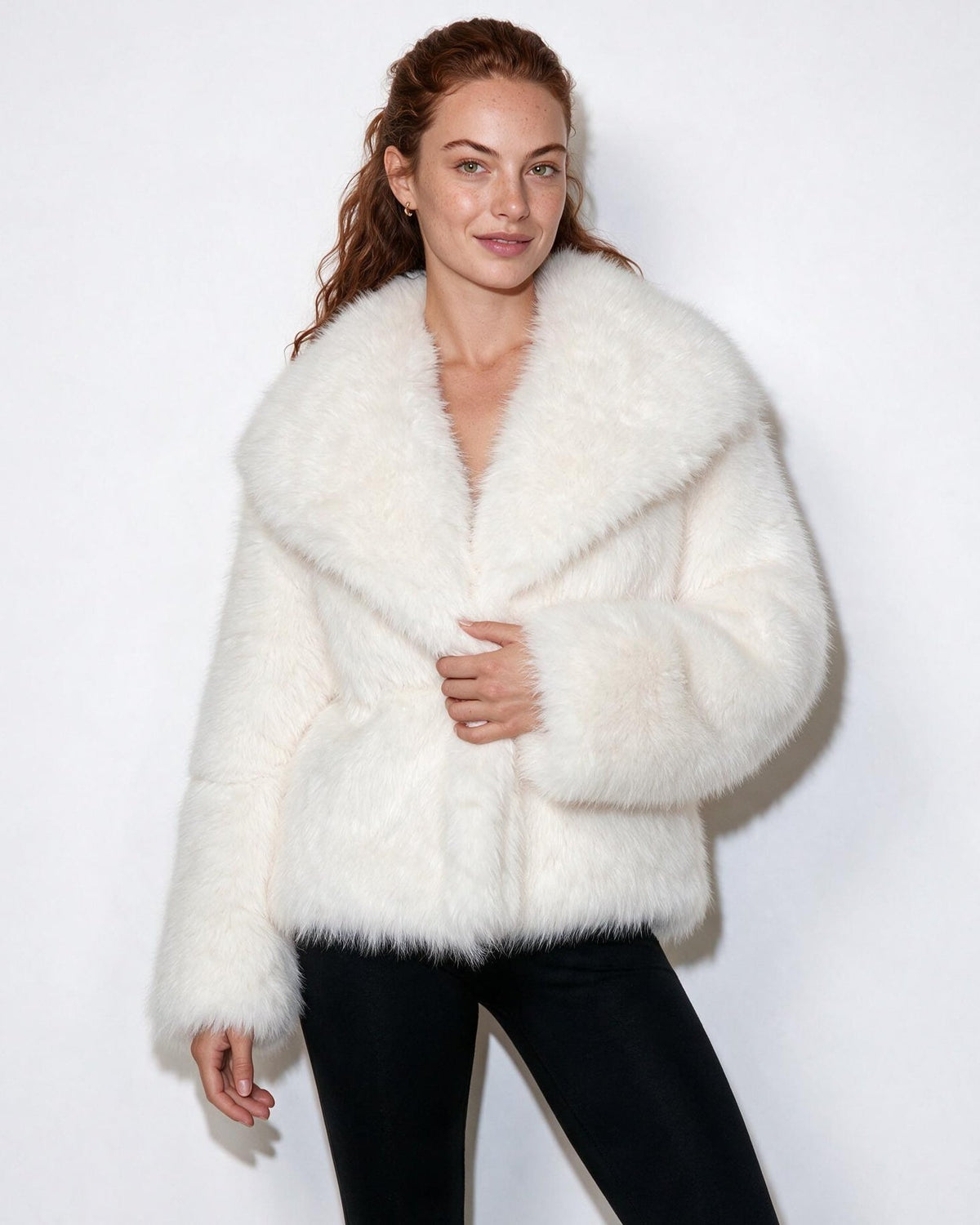 Faux Fur Jacket | Women | Shawl Collar | Dolman Sleeve | Winter Outerwear | Steven & Levon