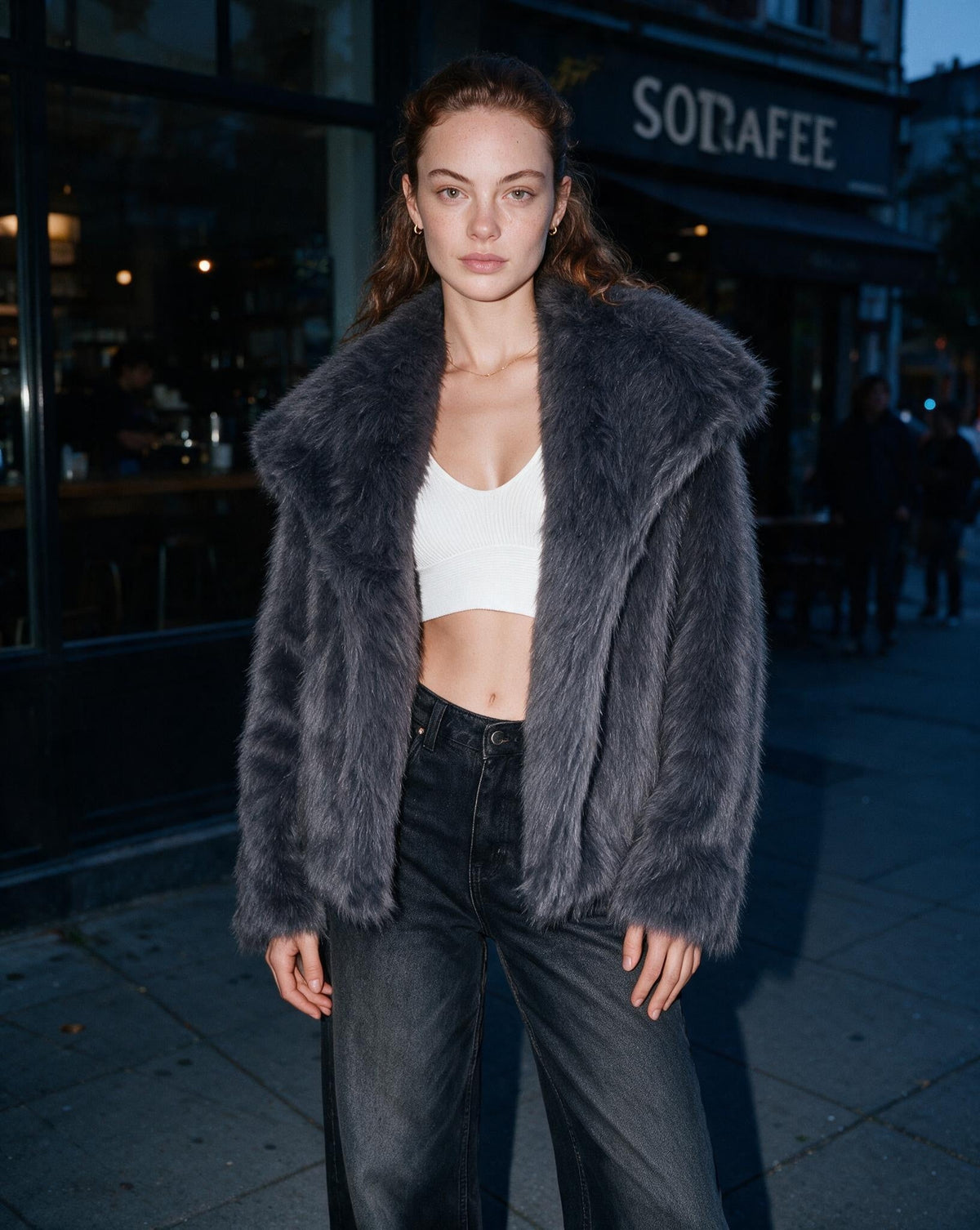 Faux Fur Jacket | Women | Shawl Collar | Dolman Sleeve | Winter Outerwear | Steven & Levon