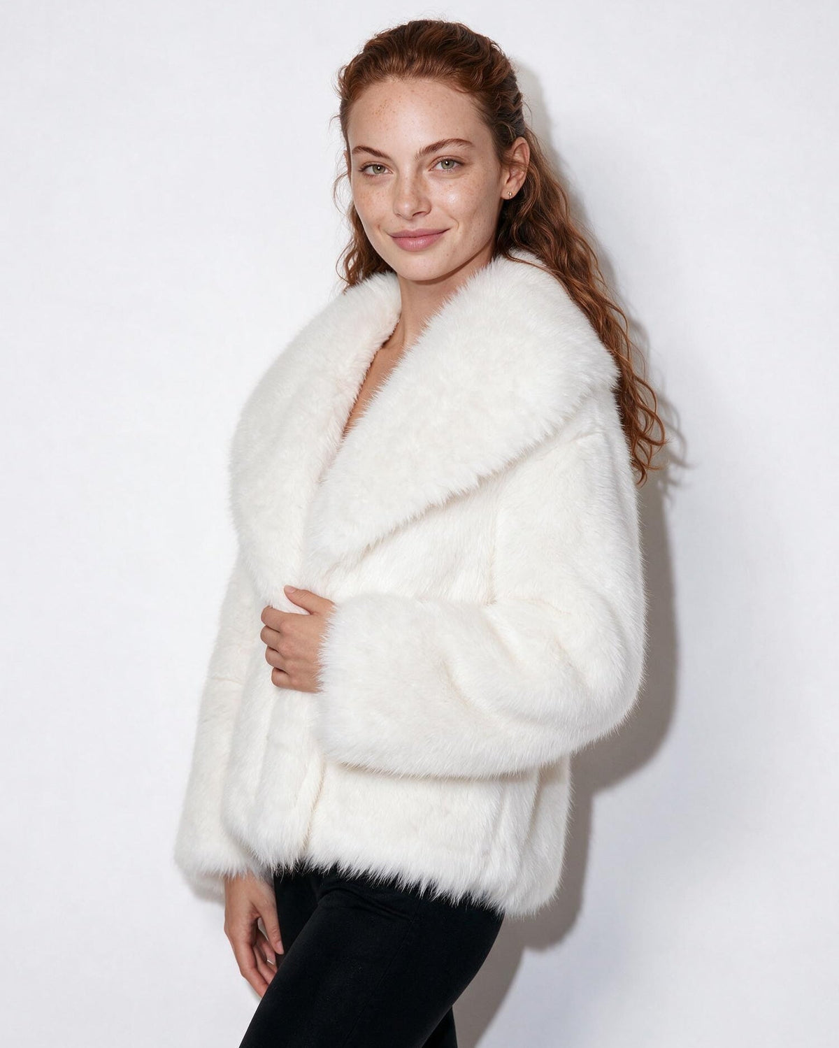 Faux Fur Jacket | Women | Shawl Collar | Dolman Sleeve | Winter Outerwear | Steven & Levon