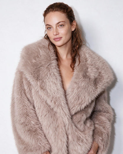 Faux Fur Jacket | Women | Shawl Collar | Dolman Sleeve | Winter Outerwear | Steven & Levon
