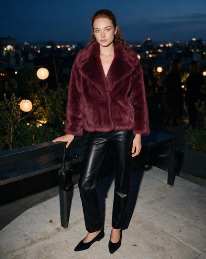 Faux Fur Jacket | Women | Shawl Collar | Dolman Sleeve | Winter Outerwear | Steven & Levon