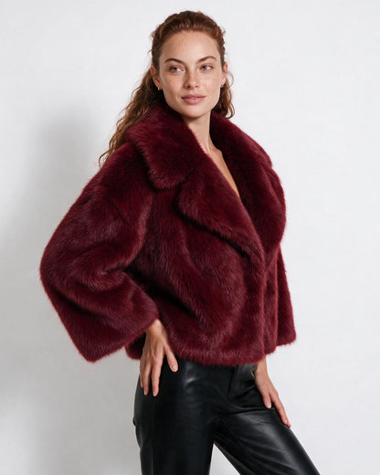 Faux Fur Jacket | Women | Shawl Collar | Dolman Sleeve | Winter Outerwear | Steven & Levon