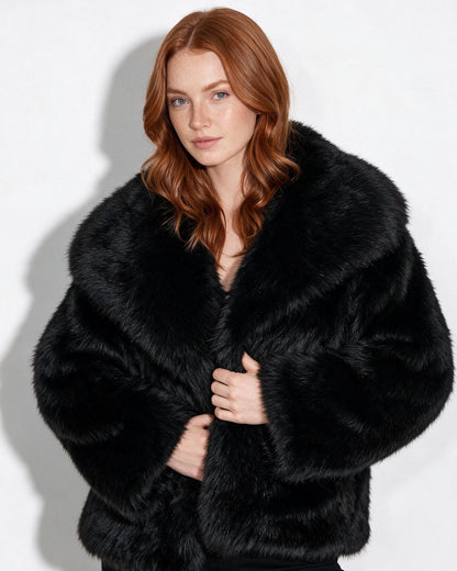 Warm Winter Coat | Women | Faux Fur Jacket | Portrait Collar | Elegant Outerwear | Steven & Levon
