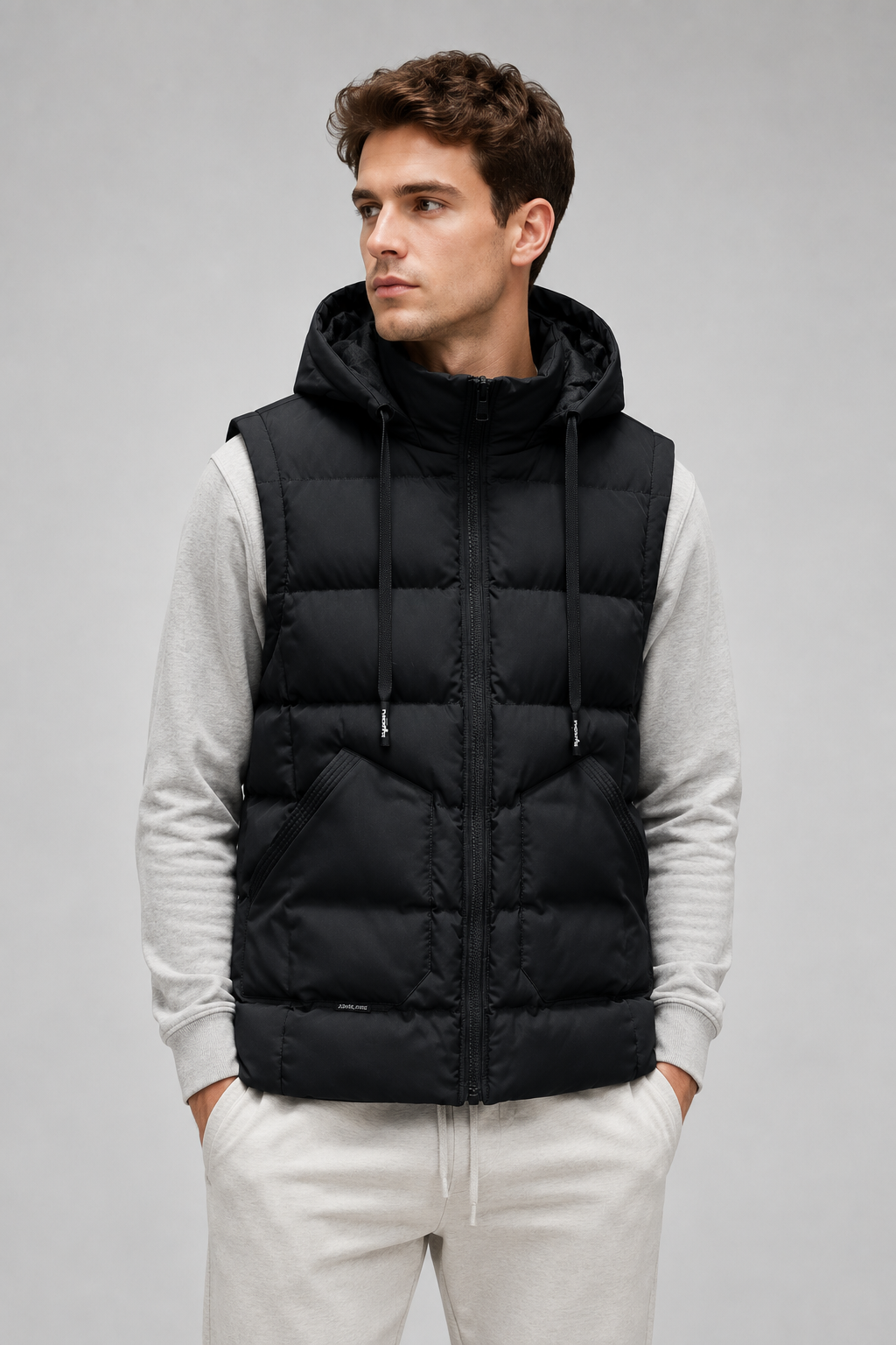 Unisex Hooded Bodywarmer Vest | Lightweight Quilted Gilet | Zip Front | Casual | Steven & Levon