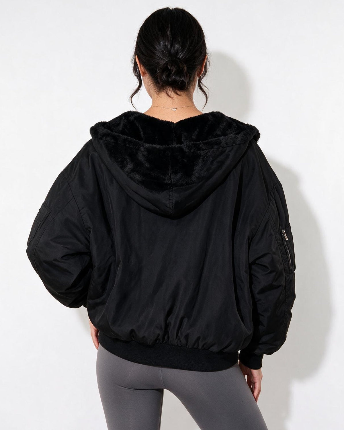 Oversized Bomber Jacket | Women | Sherpa Lined Hood | Cozy Winter Coat | Steven & Levon