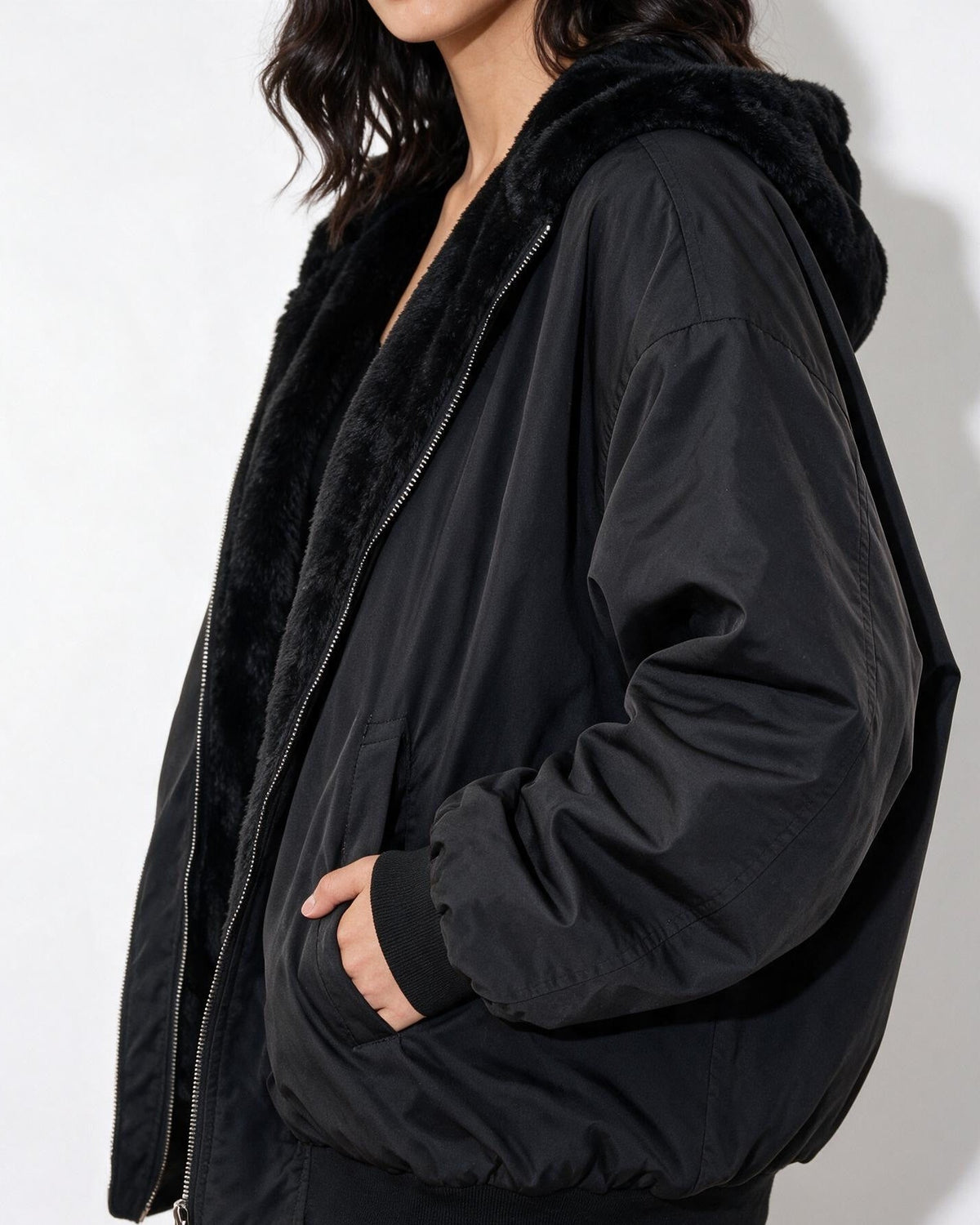 Oversized Bomber Jacket | Women | Sherpa Lined Hood | Cozy Winter Coat | Steven & Levon