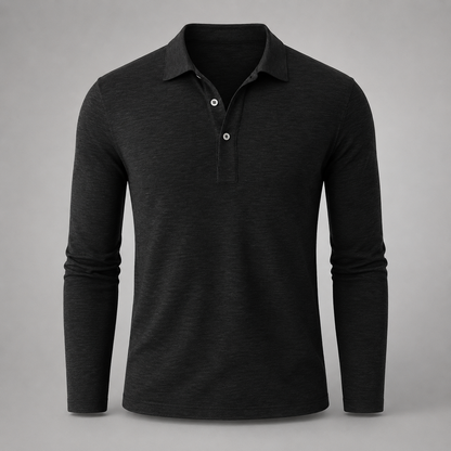 Men's Long Sleeve Polo Shirt | Slim Fit Polo Top | Men | Breathable Blend | Structured Collar Casual Smart Shirt | Steven & Levon