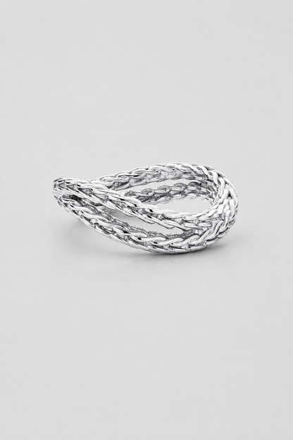 Rope Wrap Ring | Silver | Unisex | Stainless Steel | Twisted Design | Steven & Levon