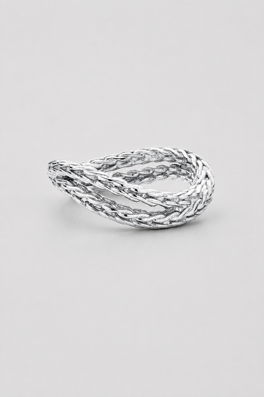 Rope Wrap Ring | Silver | Unisex | Stainless Steel | Twisted Design | Steven & Levon