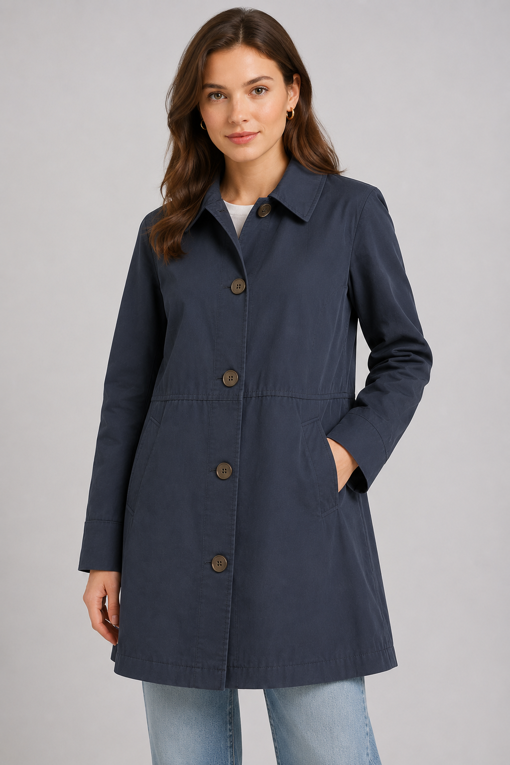 Women's Long Trench Coat | Women | Lightweight Fabric Blend | Single Button Front Longline Outerwear | Steven & Levon
