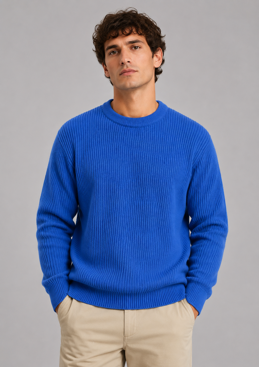 Men's Ribbed Knit Crewneck Sweater | Long Sleeve | Soft Knit | Classic Fit | Steven & Levon