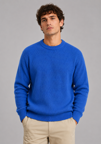 Men's Ribbed Knit Crewneck Sweater | Long Sleeve | Soft Knit | Classic Fit | Steven & Levon