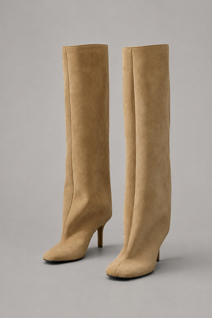 High Knee Suede Stiletto Boots for Women | Pointed Toe | Elegant Dress Boots | Steven & Levon