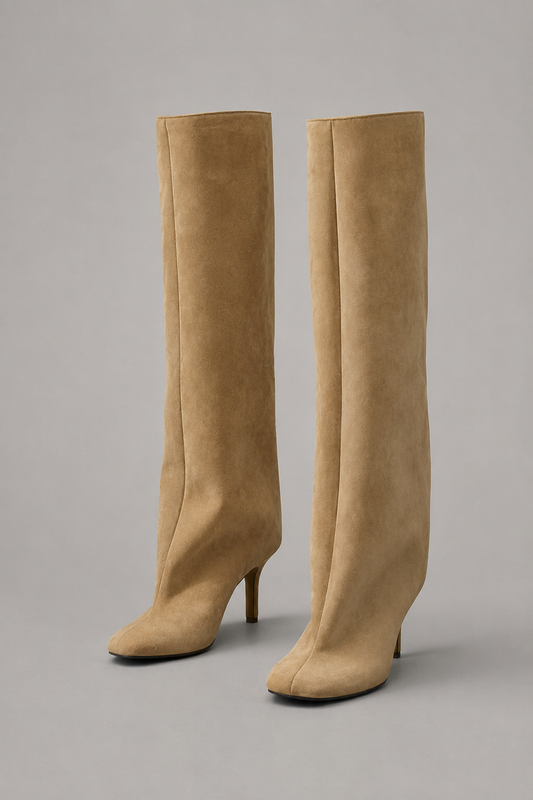 High Knee Suede Stiletto Boots for Women | Pointed Toe | Elegant Dress Boots | Steven & Levon