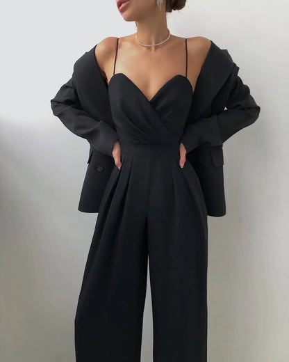 Sleeveless Wide Leg Jumpsuit | Women | High Waist | Elegant Fit | Casual & Formal Wear | Steven & Levon