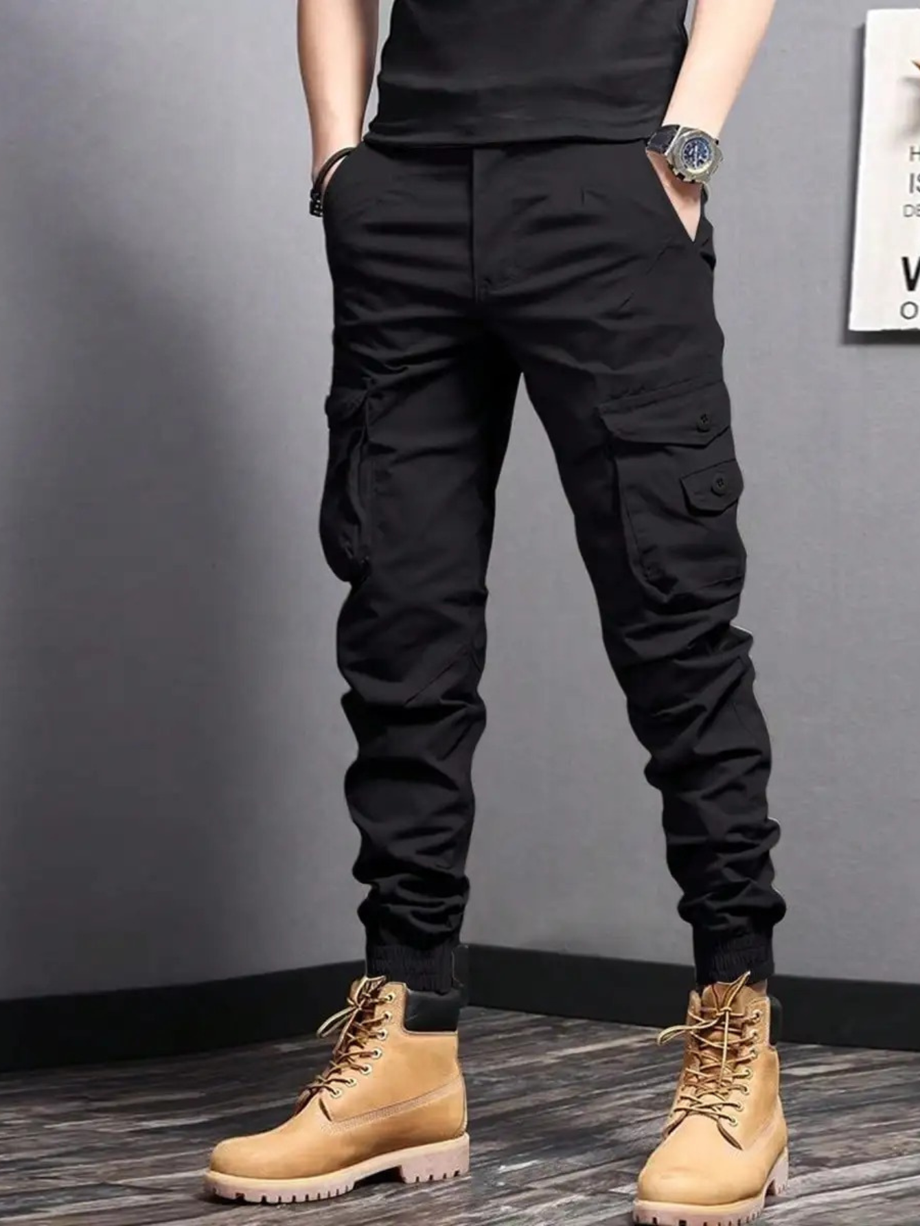 Men’s Cargo Trousers | Tapered Fit Utility Pants | Multi Pocket Cuffed Streetwear Trousers | Steven & Levon