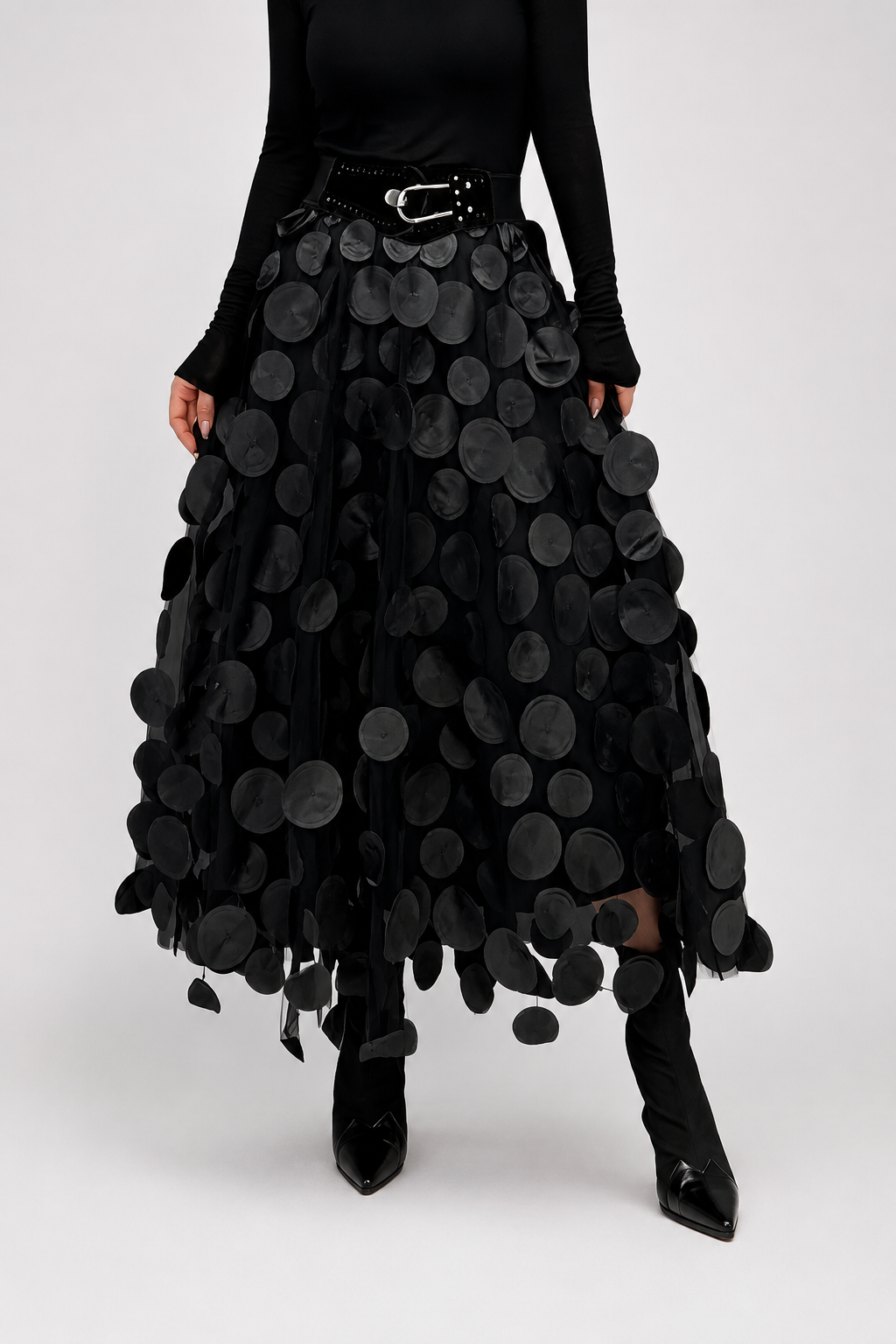 Polka Dot Maxi Skirt | Women | High-Waisted | Flowy A-Line | Elegant Everyday Skirt | Steven & Levon