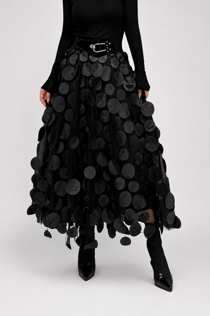 Polka Dot Maxi Skirt | Women | High-Waisted | Flowy A-Line | Elegant Everyday Skirt | Steven & Levon