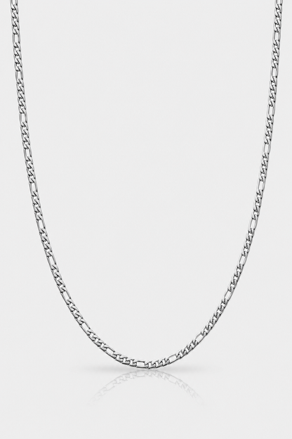 Silver Figaro Chain | Men | 3mm Stainless Steel | Classic Link Design | Statement Necklace | Steven & Levon