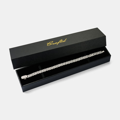 Iced Cuban Bracelet | Men | Stainless Steel | Silver & Gold | 8mm Prong Link | Steven & Levon