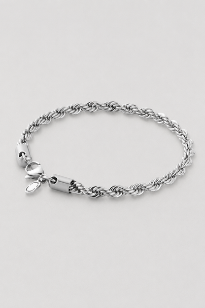 Rope Bracelet | Men | Stainless Steel | Silver, Gold & Rose Gold | 5mm Twisted Chain | Steven & Levon