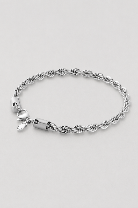 Rope Bracelet | Men | Stainless Steel | Silver, Gold & Rose Gold | 5mm Twisted Chain | Steven & Levon