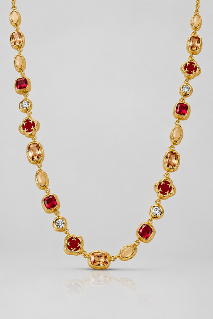 Gold Ruby Gemstone Necklace | Men | Stainless Steel | Melted Design | Gemstone Detail | Steven & Levon