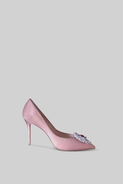 Satin Stiletto Heels | Women | Diamond Detail | Pink | Steven & Levon