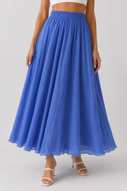 Bohemian Linen Maxi Skirt | Women | Linen | High Waist A-Line Flowy Boho Style | Steven & Levon