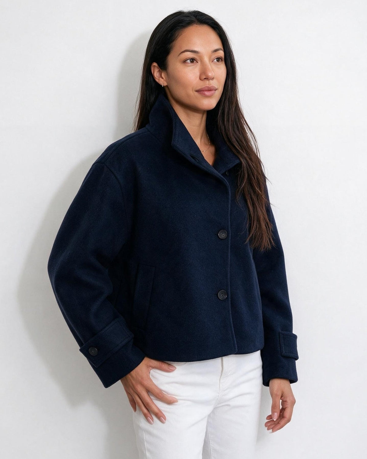 Funnel Collar Jacket | Women | Warm Winter Coat | Casual Layered Outerwear | Steven & Levon